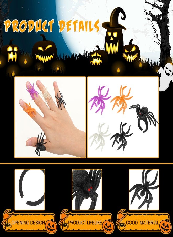 Equsion 248 Pcs Halloween Spider Rings Bulk for Party Favors, Glow in the Dark Plastic Spider Rings for Cupcake Topper, Halloween Trick or Treat Party Favors, Prank Gifts - Image 4